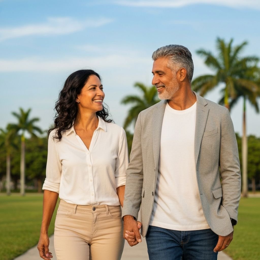 Happy healthy couple enjoying life in Florida